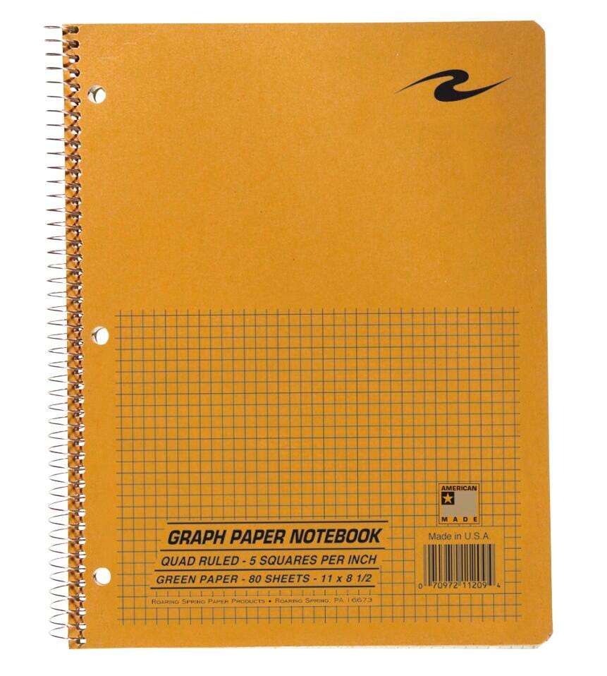 Roaring Spring Quad Ruled Notebook, 8-1/2 x 11 Inch, 5 x 5 Roaring Spring Quad Ruled Notebook, 8-1/2 x 11 Inch, 5 x 5